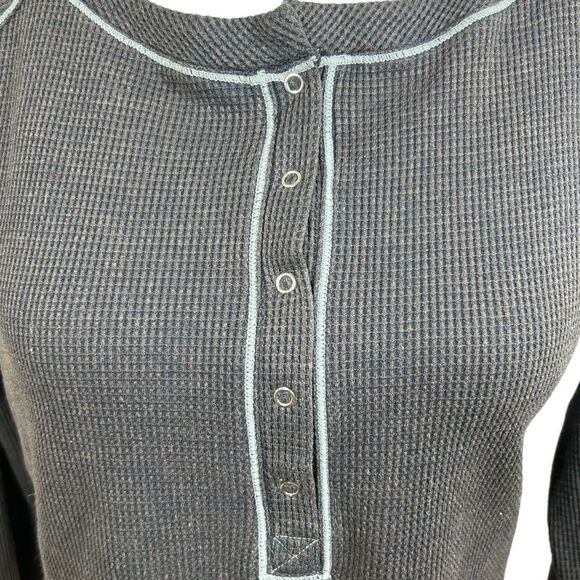 Intimately Free People Early Night Crop Top Henley Thermal Long Sleeve Large - Picture 3 of 7